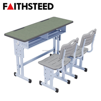 Ensembles de bureaux et chaises doubles en plastique, mobilier de bibliothèque pour les écoles, les collèges et les universités
