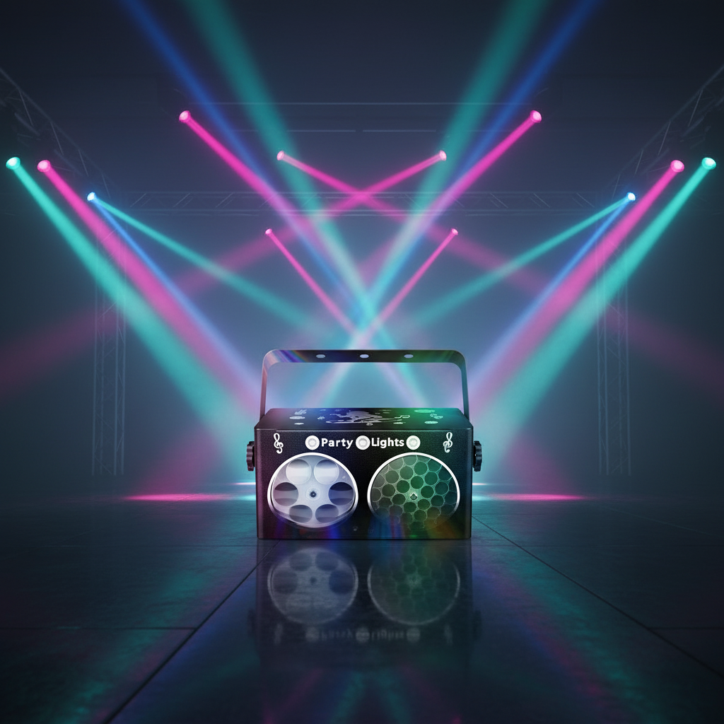 4-in-1 LED Wash UV Laser Projector Iron Sound-Activated Disco Party Light for Bars/Night Clubs & DJ Stage Lighting