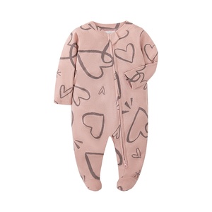 Body Neonato Unisex in Cotone a Maniche Lunghe con Cerniera YKK, Colletto a O, Stampa Termotrasferibile con Impronta del Piede, Modello Lungo per Arrampicata - Vendita all'Ingrosso - Product Image 3