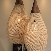 Lampe suspendue en rotin tissé à la main véritable naturel rustique Vintage pour la décoration intérieure hôtel Restaurant lustres lumières