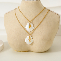 Collier en acier inoxydable plaqué or 18 carats, style estival, pendentif coquillage tortue, collier pendentif coquille blanche DIY
