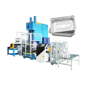 Máquina de fabricación de contenedores de alimentos de papel de aluminio desechable automática neumática de alta eficiencia con alimentador