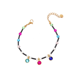 Collar de Moda con Cuentas, Acero Inoxidable 316L, Baño de Oro PVD, Diseño Sostenible y Resistente con Cristales Multicolores y Perlas - Product Image 2