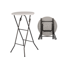 Tables de bar à cocktails pliantes portables en plastique, rondes, hautes, de 60 cm et 80 cm de diamètre, modernes, pour la location en gros, mariages, fêtes et événements