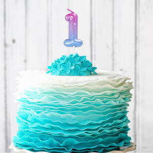 7e Bougie d'anniversaire en forme de chiffre rose, bleue et violette, mignonne, pour gâteau, pour filles, anniversaire, mariage, anniversaire de mariage, décorations de gâteaux - Product Image 5