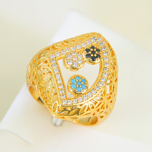 New Dubai Vintage Ladies <b>Rings</b> 21k <b>Gold</b> Plated Hollow Design Zirconia <b>Rings</b> for Women Party Jewelry - Product Image 2