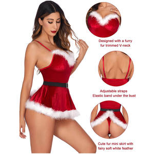 Robe de nuit sexy pour femmes, ensemble de sous-vêtements de Noël, déguisement de Miss X-mas, lingerie, cadeau de Noël - Product Image 5