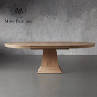 Ensemble de table et chaises rondes en bois extensible moderne pour restaurant, table à manger extensible en chêne noir pour 8 à 10 personnes