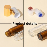 Flacon roll-on pour huiles essentielles et parfums, 5ml, 6ml, 8ml, 10ml, 15ml, avec bille roulante en verre et pierres colorées en acier, pour emballage cosmétique