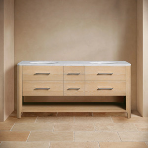 <span class=keywords><strong>Mobile</strong></span> <span class=keywords><strong>Bagno</strong></span> Doppio Elite American Vintage, Lavabo con Top in Marmo Carrara e 6 Cassetti, Suite Artigianale in Rovere Invecchiato - Product Image 3