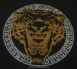 Dgtopaz Sparkling Rhinestone Transfer <span class=keywords><strong>Iron</strong></span> <span class=keywords><strong>on</strong></span> Motif Tiger Head Hotfix Rhinestone Crystals <span class=keywords><strong>Diamante</strong></span> Transfer para ropa - Product Image 2