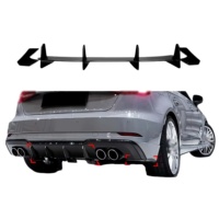 Diffuseur de pare-chocs arrière en PP noir brillant et motif carbone, compatible avec Audi S3 8V 2017-2020
