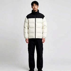 Veste matelassée noire et blanche pour homme, manteau d'hiver color block, veste matelassée chaude, vêtements d'extérieur décontractés streetwear, hiver pour homme - Product Image 1