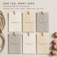 Étiquettes suspendues florales en relief, étiquettes suspendues en papier avec texte personnalisé imprimé, étiquettes roses en carton épais de qualité supérieure pour l'emballage de marque