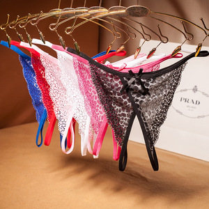 HD150 imprimé léopard sous-vêtements femmes croix ouverte Sexy Transparent t-back taille basse hanche beauté tentation chaude <span class=keywords><strong>culotte</strong></span> en forme de t - Product Image 2