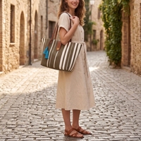 Sac à bandoulière de voyage pour yoga, sac fourre-tout polyvalent en chanvre, sac rayé de luxe personnalisé pour femmes