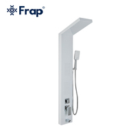 Système de panneaux de douche thermostatiques blancs de luxe FRAP Pommeau de douche à effet pluie Colonne de douche cascade pour salle de bain