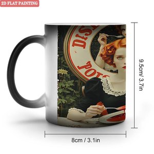 Frosted Black Heat Sensitive Magic Mug 11oz <b>Ceramic</b> Drinking <b>Cup</b> Round Rim Smooth Design - Product Image 1