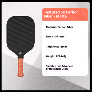Kit de raquettes de pickleball en fibre de carbone 3K de 16 mm avec sac, balles, surface texturée à haute rotation, raquette de tennis légère, en stock - Product Image 5