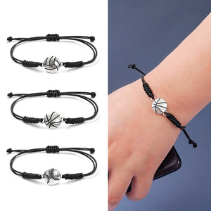 カスタムメイドの手織り野球、フットボール、バスケットボール、バレーボールの手作りコードブレスレット、チームファンパーティーギフトに - Product Image 4