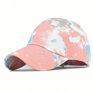 Colorful Pastel <b>Tie</b> Dye Printed Cotton Sports Cap Comfortable Street Style Baseball Hat for Women and Men - Product Image 1