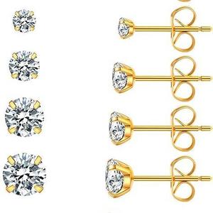 Bijoux personnalisés ZYO, nouveau design, boucles d'oreilles simples et colorées en CZ 3-8 mm, ensemble de boucles d'oreilles hypoallergéniques en acier inoxydable chirurgical 316L - Product Image 1