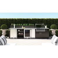 Meubles de cuisine extérieurs de haute qualité, gain de place, design double porte avec robinet, tiroir et panier pour station de cuisson de jardin