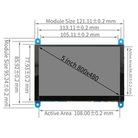 Écran LCD Keyang 5 pouces pour Raspberry Pi (modèle HDMI5LCD) - Compatible avec 3B+/4B, écran tactile capacitif USB