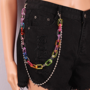 Cadena de cintura unisex de resina transparente con textura de gelatina geométrica y colores de frutas, para uso diario, de un solo lazo. - Product Image 3