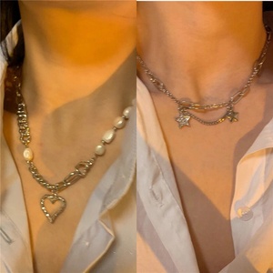 เครื่องประดับวินเทจ สร้อยคอจี้เหรียญรูปหัวใจ ครึ่งวงกลม พระอาทิตย์ และเปลือกหอยธรรมชาติ ทำจากสแตนเลส - Product Image 5