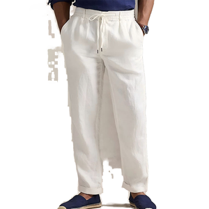 2025 Custom Men's 100% Polyester Woolen Breathable Plain Dyed Wide Leg Jogger Pants Street Style Casual Elastic Waist - Product Image 1