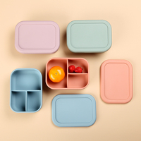 Boîtes de rangement alimentaire en silicone réutilisables sans BPA pour la cuisine, boîte à lunch bento pour enfants
