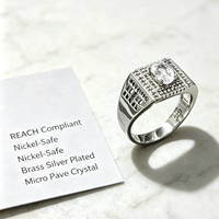 Bague Hip Hop large et massive pour homme, micro-pavée de zircon carré, en laiton plaqué platine, bague statement