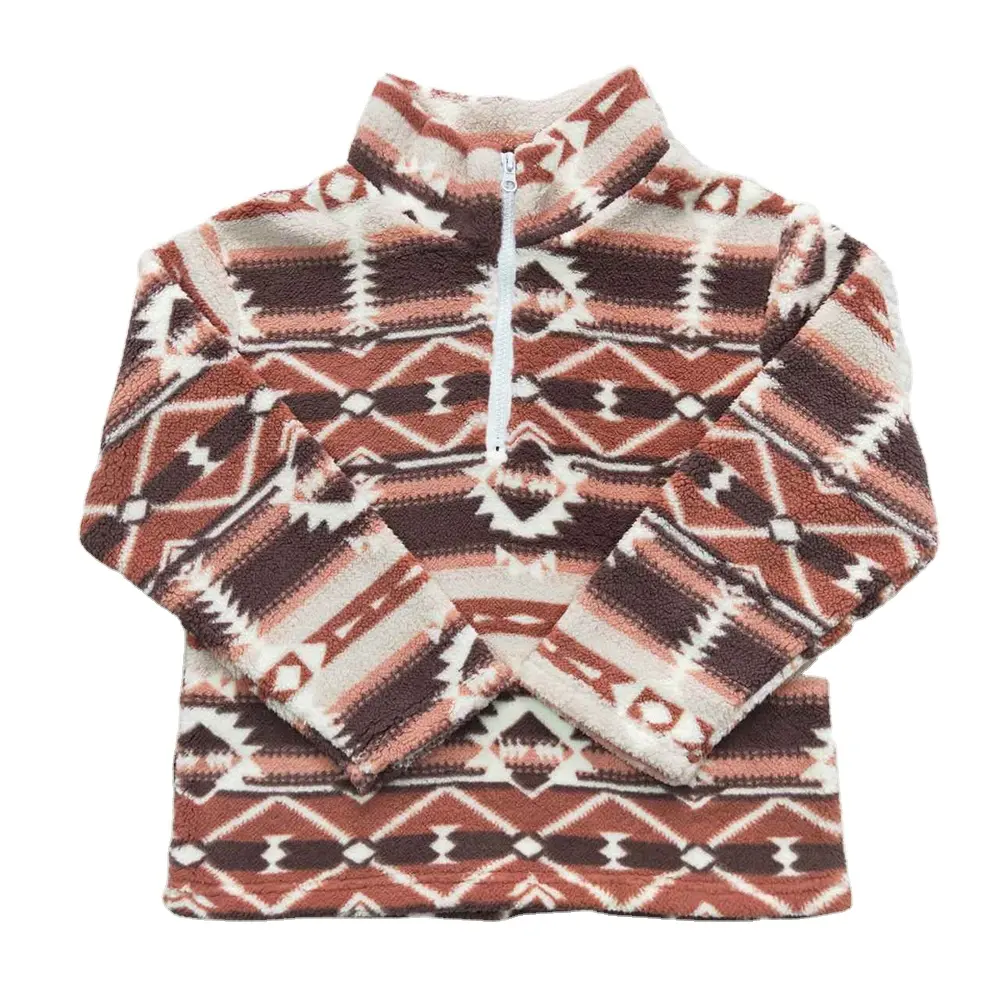 RTS bebek kız batı kahverengi aztek baskı güz bahar toptan hırka ceketler tek parça sevimli çocuk çocuklar sonbahar kazaklar