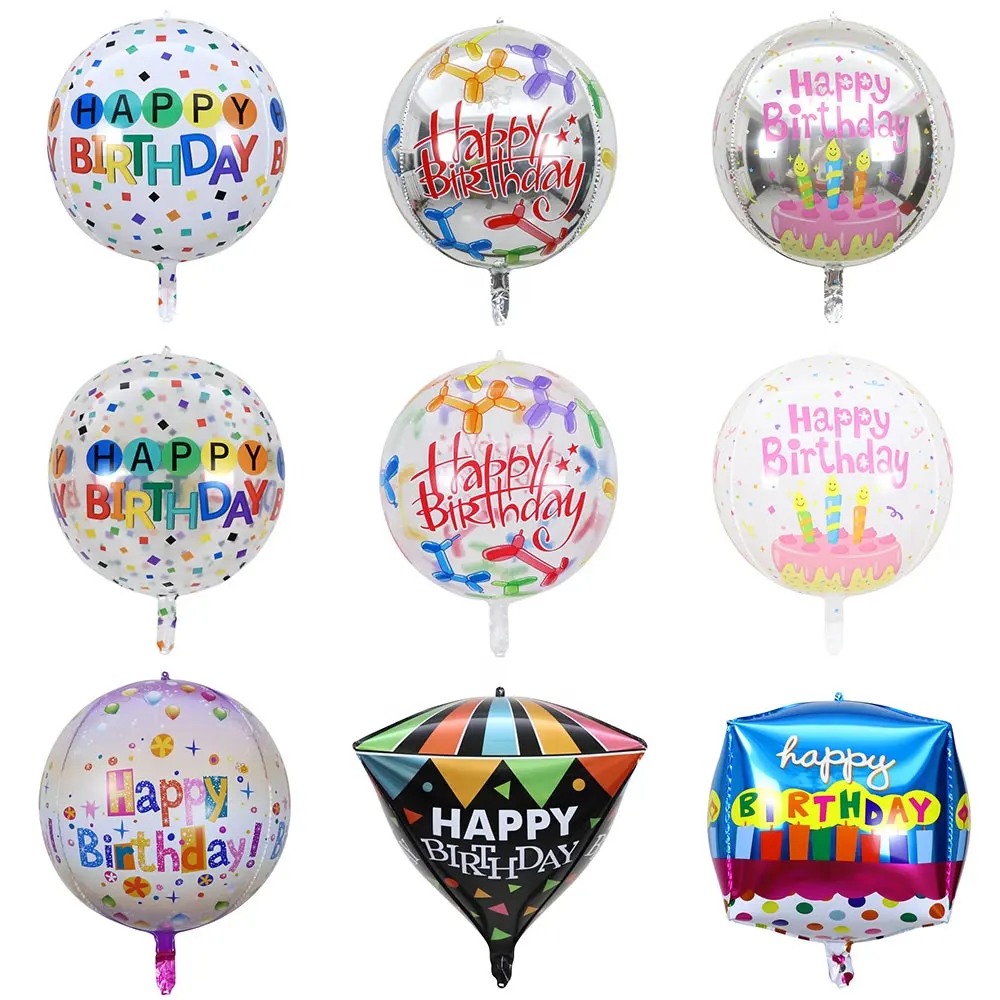 37 Kleuren Amazon Distributeur 22 Inch Kleurrijke Glanzende Helium Folie 4d Vierkante Kubus Bol Vormige Ballonnen Voor Kinderen Speelgoed