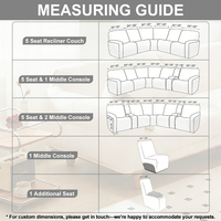 Housse de canapé en velours gris moyen imperméable et anti-poussière pour canapé 5 places, extensible et élastique, couverture intégrale à 360 degrés, décoration d'intérieur