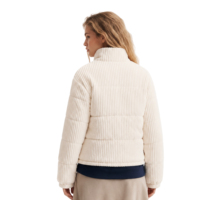 Veste matelassée en velours côtelé personnalisée pour femme, col montant, fermeture éclair, matelassage horizontal, manteau d'hiver rembourré, OEM ODM