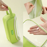 Trousse à crayons créative transparente en cuir avec fermeture éclair, grande capacité, simple et portable, pour l'école et le bureau, idéale pour l'école primaire