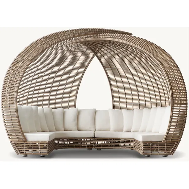 Tüm hava PE plastik Rattan Daybed açık bahçe veranda hasır Sunbed şezlong daybeds & chacha