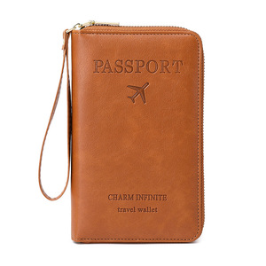 Custom Logo PU Leather Travel <strong>Passport</strong> Holder Case with Zipper Portable <strong>Family</strong> RFID Blocking <strong>Passport</strong> <strong>Wallet</strong> - Product Image 5