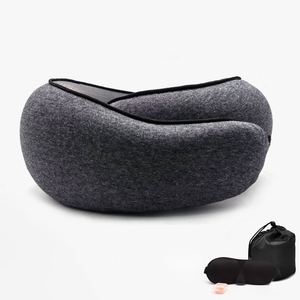 Oreiller de voyage en mousse à mémoire de forme en forme de U à 360 degrés avec logo personnalisable <span class=keywords><strong>Support</strong></span> de cou rempli d'air pour la fonction de massage de voyage en avion et en voiture - Product Image 1