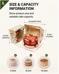 Eco-friendly Foldable Paper Cake <b>Box</b> with Transparent Window <b>Floral</b> Decorative <b>Box</b> for Mother's Day and Surprise Gift - Product Image 6