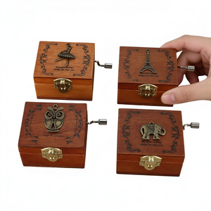 Caja de Música Mecánica de Madera Vintage con Manivela, Caja Decorativa para Recuerdos, Regalo de Cumpleaños, Navidad - Product Image 1
