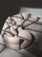 Canapé Courbé de Luxe Léger Italien, Fauteuil d'Appoint Designer, Fauteuil Moderne Minimaliste en Tissu avec Pieds en Bois et Mousse, Idéal pour Showrooms Haut de Gamme