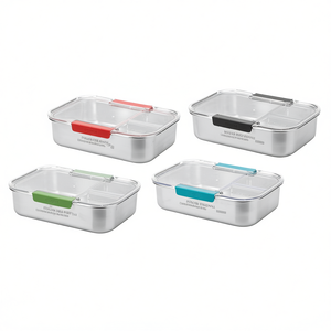 กล่องข้าวสแตนเลส Smash ชุด 4 ใบ พร้อมฝาปิดและหูจับหลากสี สำหรับเตรียมอาหาร - Product Image 2