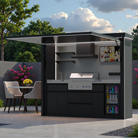 Conjunto de Cozinha Externa Modular com Bancada de Aço Inoxidável e Churrasqueira