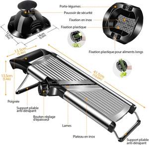 Mandoline de cuisine en acier inoxydable, trancheuse réglable pour légumes et fruits, vente en gros - Product Image 6