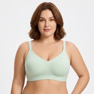Sujetador de <span class=keywords><strong>lactancia</strong></span> sin aros <span class=keywords><strong>con</strong></span> cierre trasero y copa 3/4, sin costuras, tallas grandes M-5XL, para embarazadas, venta al por mayor - Product Image 1