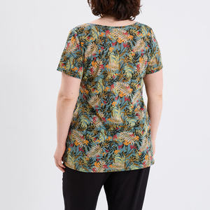 <b>Extended</b> Size Women's Casual Short Sleeve T-<b>Shirt</b> with Premium Satin Fabric Breathable & Quick Dry Plus Size Relaxed Fit - Product Image 4