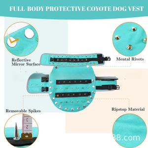 เสื้อผ้าสัตว์เลี้ยงแบบใหม่ สไตล์พังก์สุดสร้างสรรค์ สายรัดอกแบบมีหนาม ป้องกันการกัด เสื้อกั๊กเกราะสำหรับลูกสุนัข เสื้อแจ็คเก็ต อุปกรณ์ป้องกันความปลอดภัยสำหรับสัตว์เลี้ยงสำหรับการเดินป่า - Product Image 6